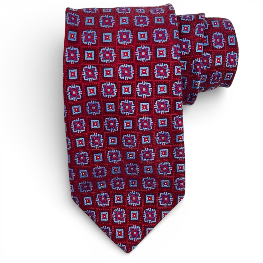 Canali Red Patterned Silk Tie